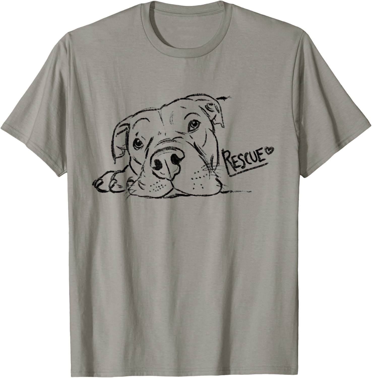 Rescue Dog Sketch, Pit Bull Drawing, Adopt Don't Shop T-Shirt - T-Shirt | Sand