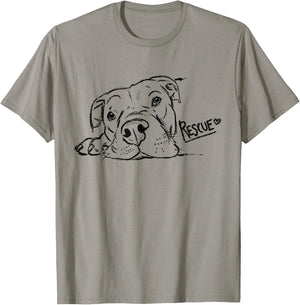Rescue Dog Sketch, Pit Bull Drawing, Adopt Don't Shop T-Shirt - T-Shirt | Sand