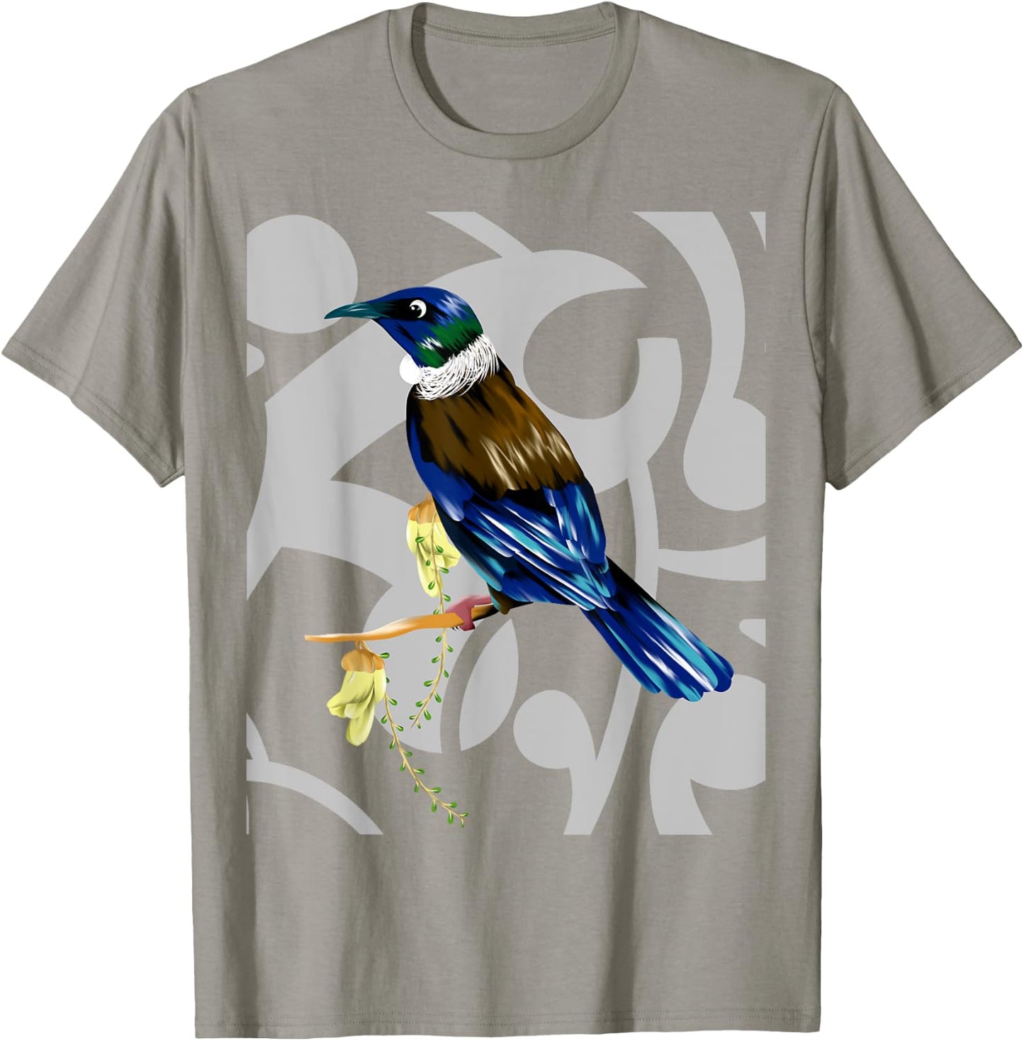 Tui New Zealand Bird Maori Koru Pattern. T-Shirt - T-Shirt | Sand