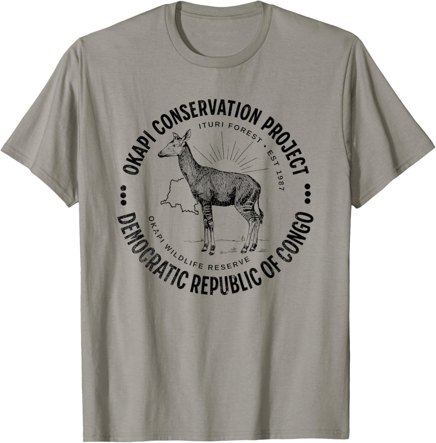 Okapi Conservation African Congo Wildlife Preservation Okapi T-Shirt - T-Shirt | Sand