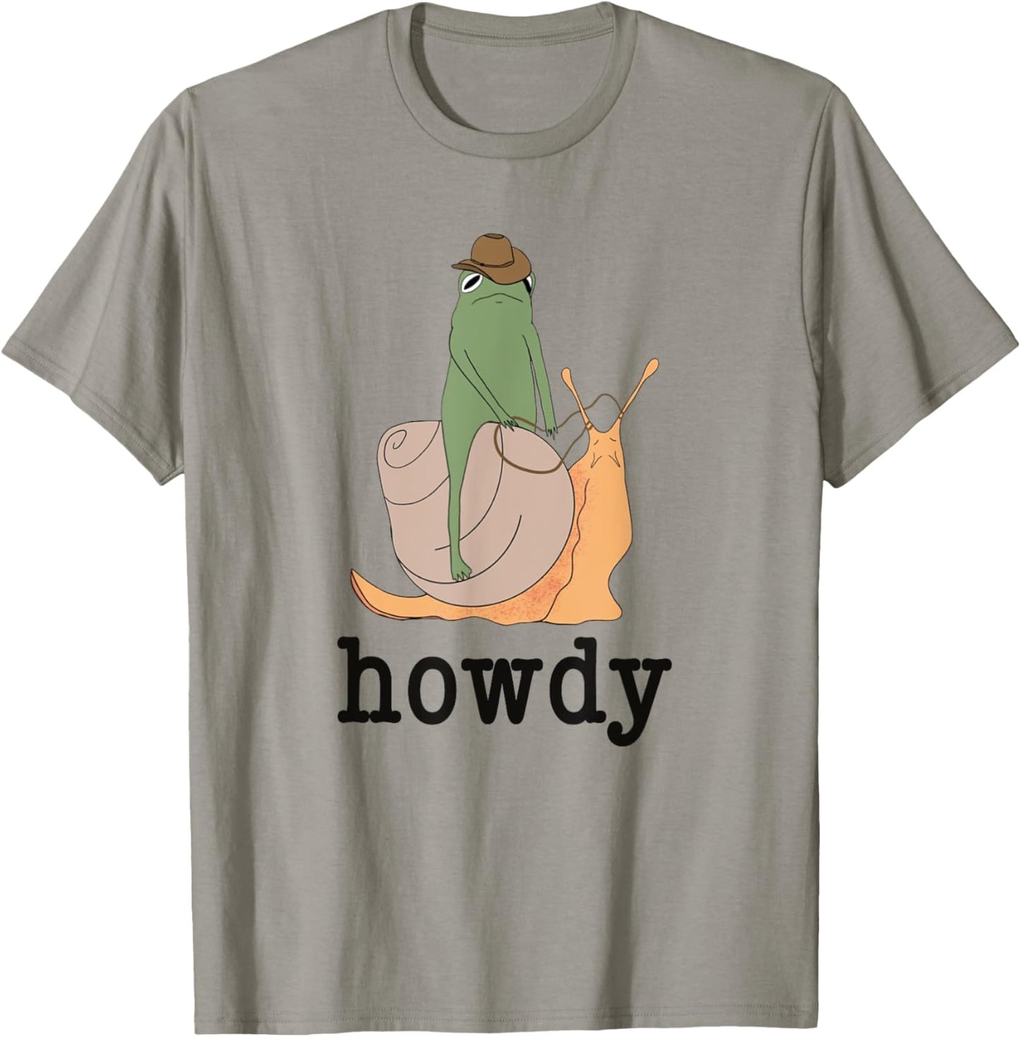 Snail Ridin' Frog, Howdy Frog, Cowboy Frog Meme T-Shirt - T-Shirt | Sand