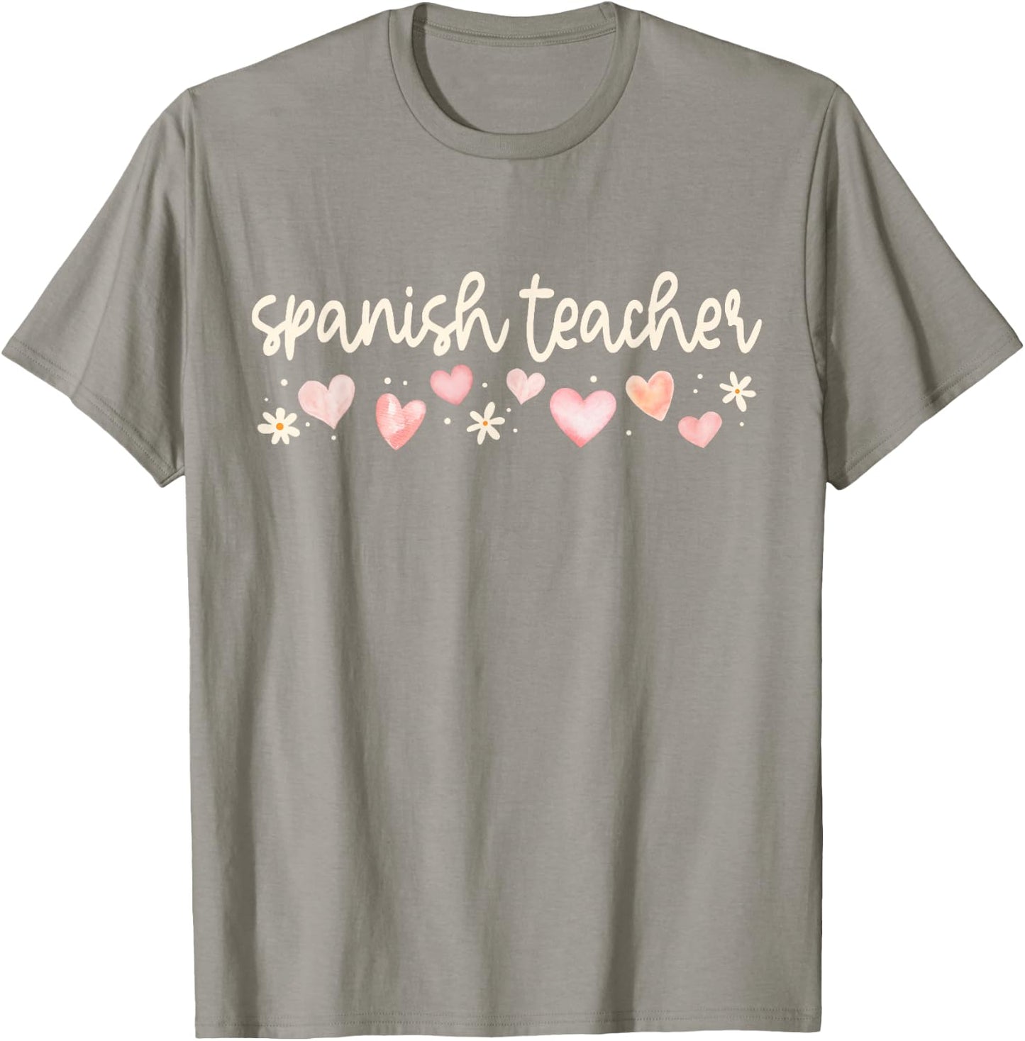 Spanish Teacher Valentines Day Bilingual Maestra Daisy Heart T-Shirt - T-Shirt | Sand