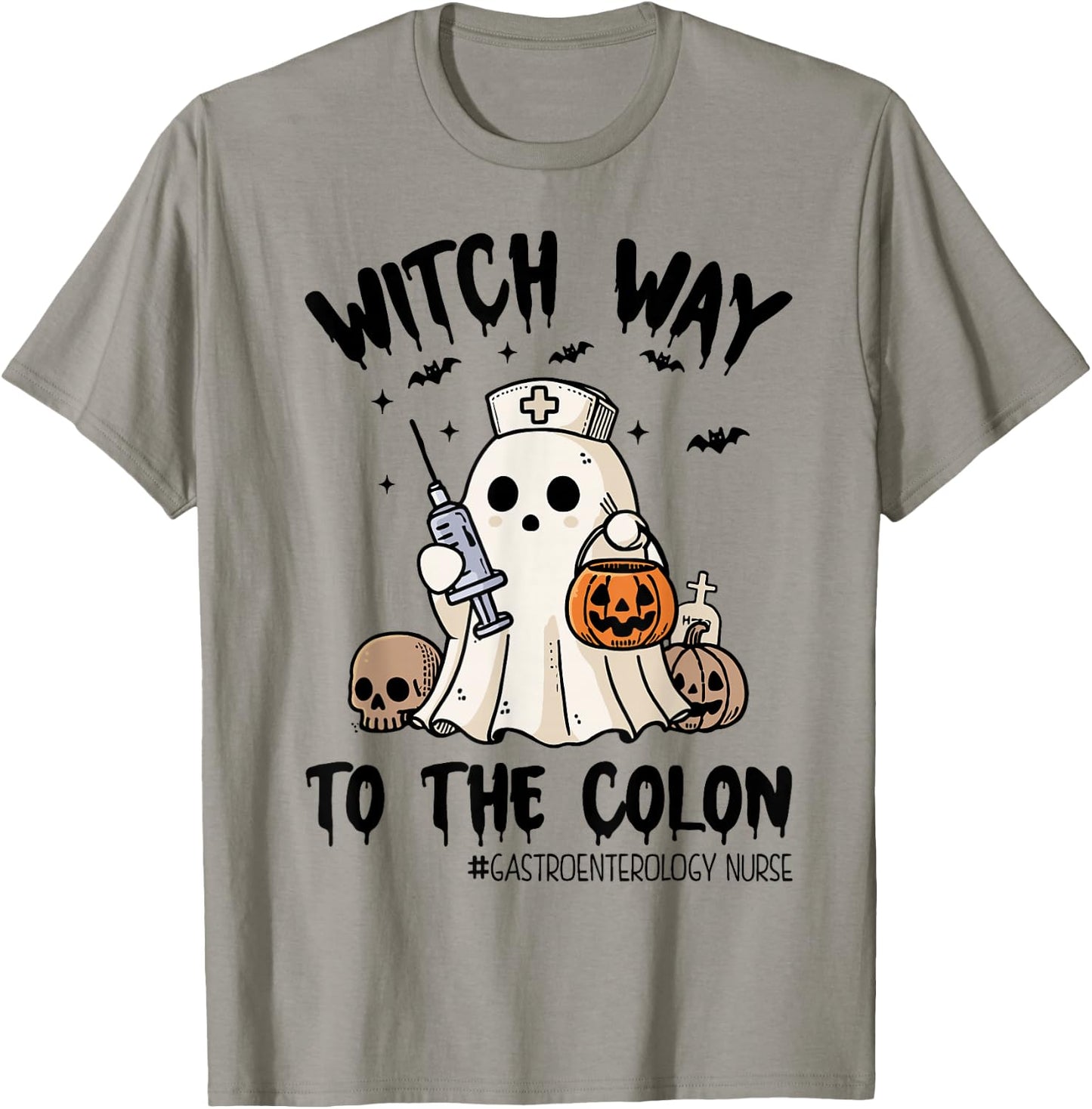 Gastroenterology Nurse Halloween Endo Nurse Ghost Endoscopy T-Shirt - T-Shirt | Sand