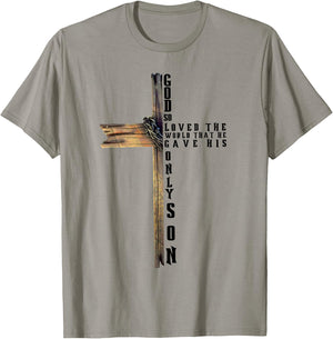 John 3:16 Christian Cross Bible T-Shirt - T-Shirt | Sand