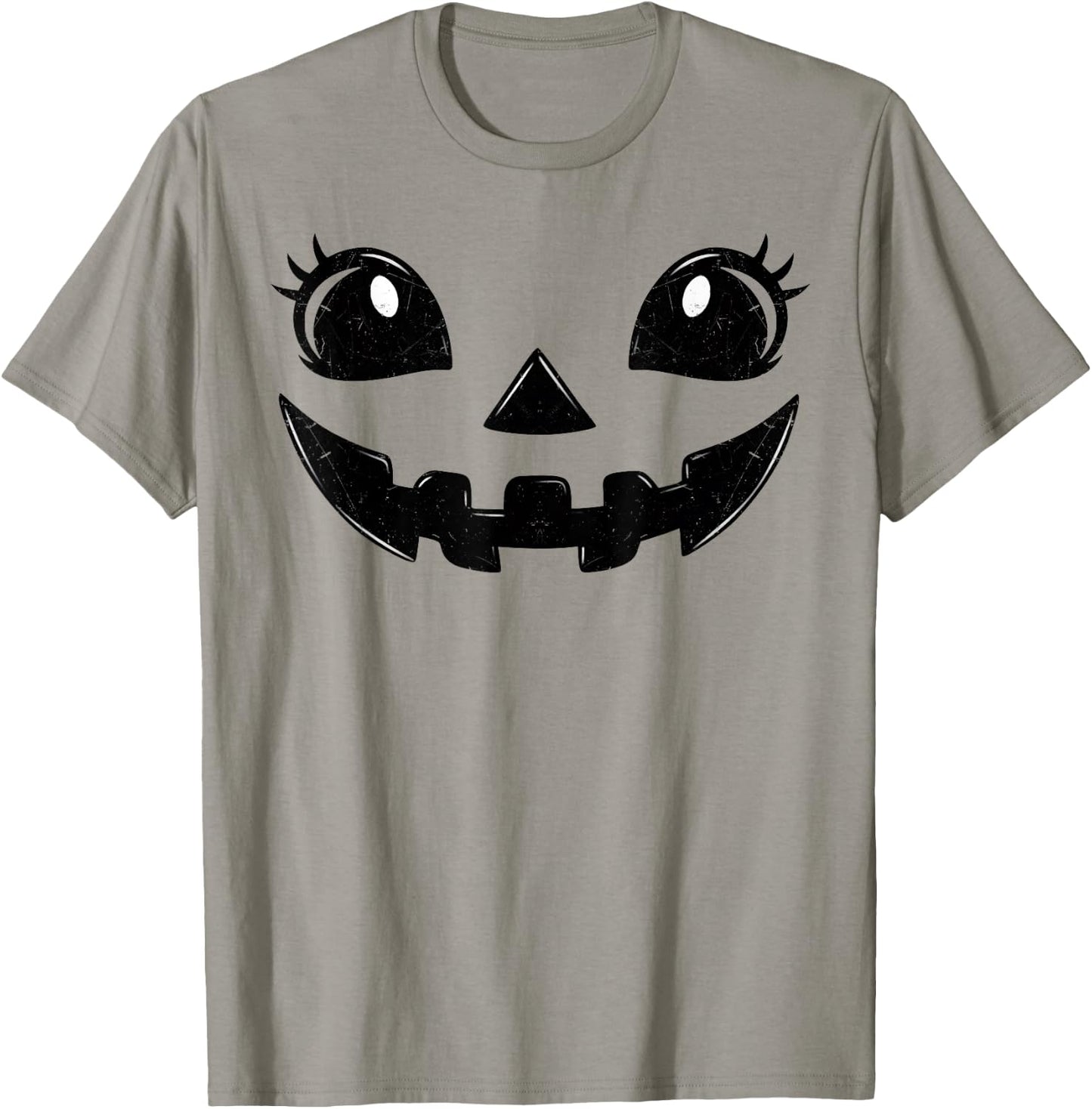 Jack O Lantern Face Pumpkin Eyelashes Hallowen Costume Funny T-Shirt - T-Shirt | Sand