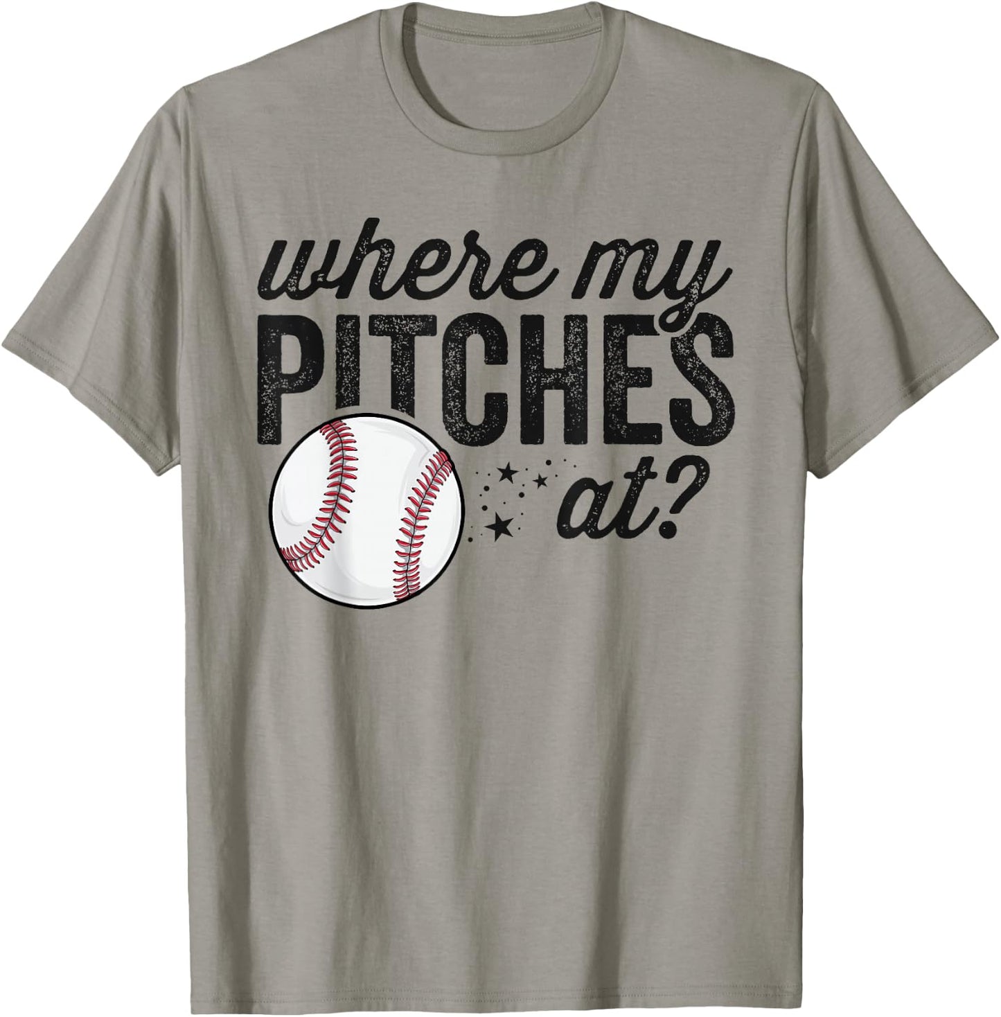 Where My Pitches at Funny Mom Baseball Shirt Gift Softball T-Shirt - T-Shirt | Sand