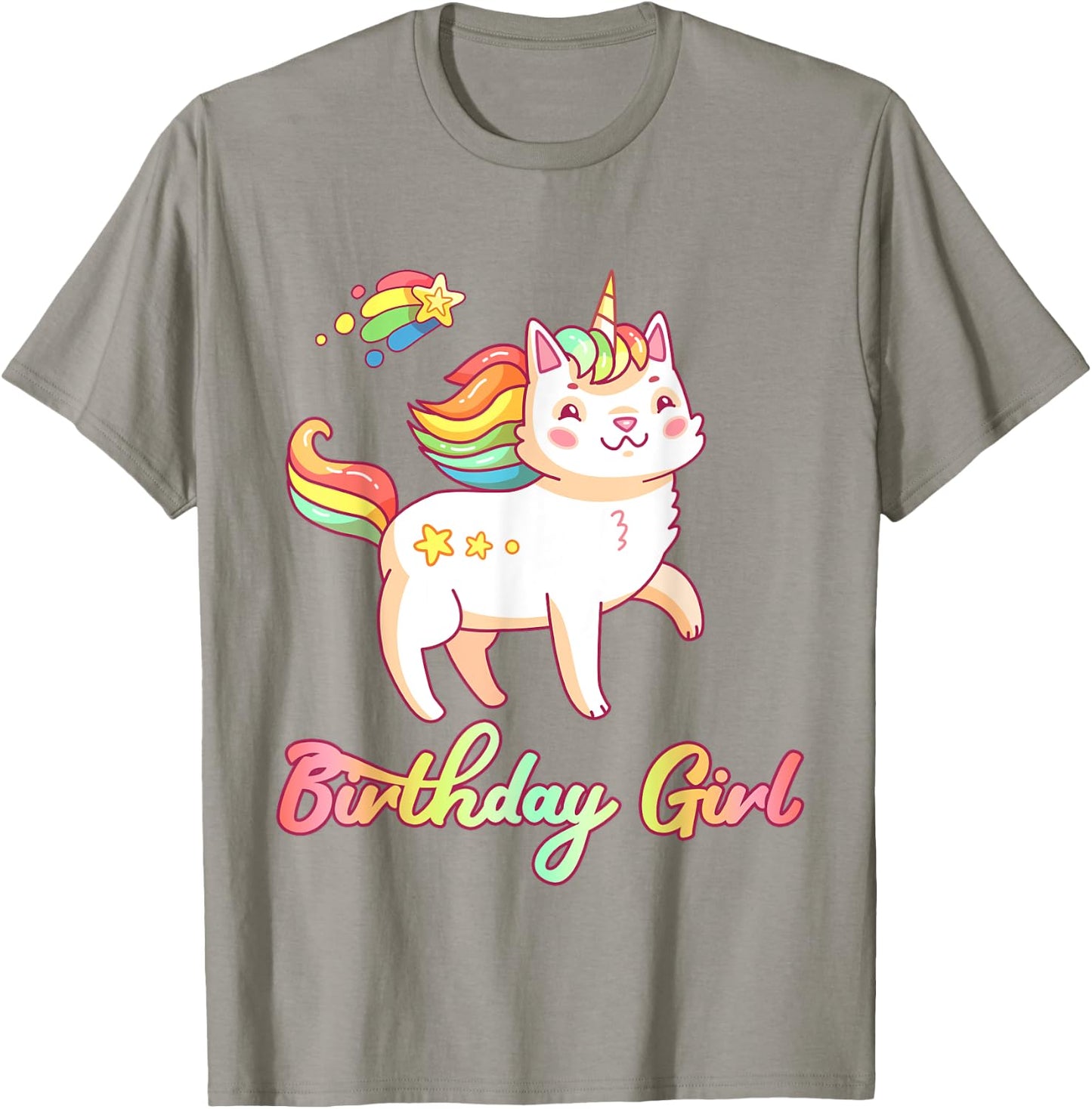 Birthday Girl Unicorn Caticorn Girls Shirt Birthday Party T-Shirt - T-Shirt | Sand