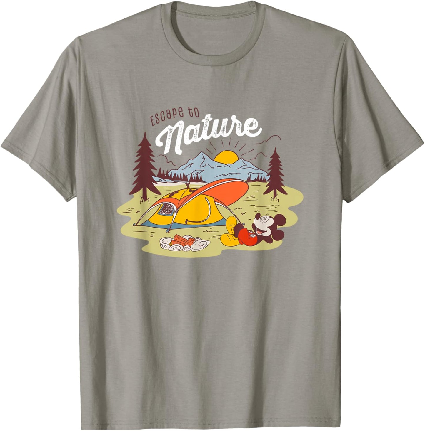 Disney Mickey And Friends Escape To Nature Retro Camping T-Shirt - T-Shirt | Sand
