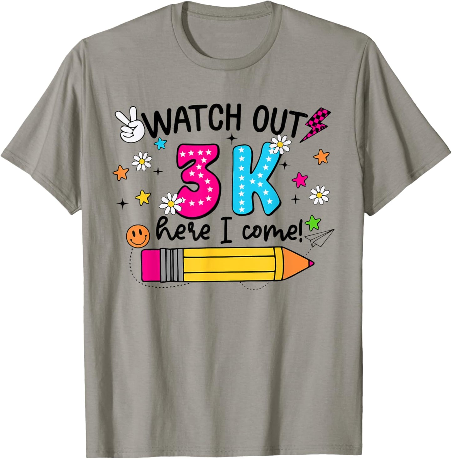 Watch Out 3K Here I Come Cute 3-K First Day Of School Kids T-Shirt - T-Shirt | Sand