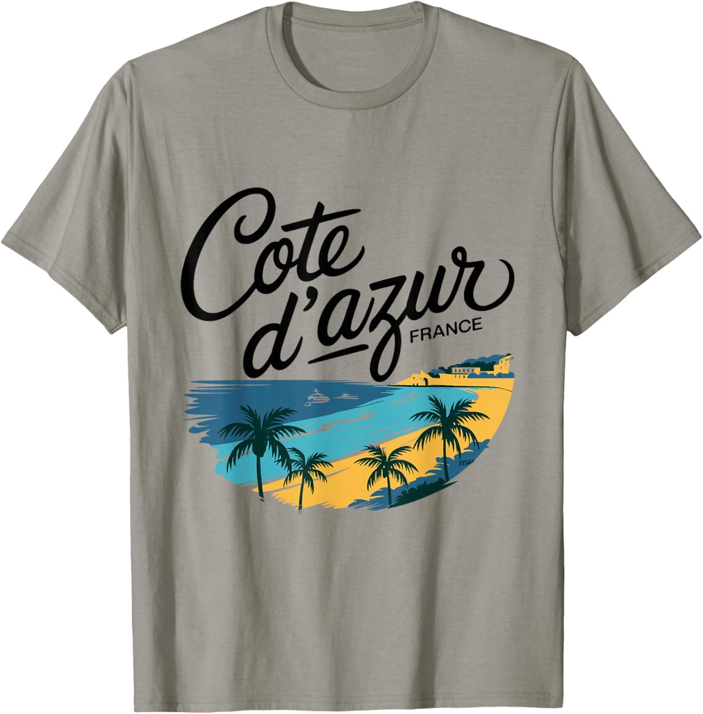 Cote d'Azur France Travel Holiday Souvenir Beach , white, S T-Shirt - T-Shirt | Sand