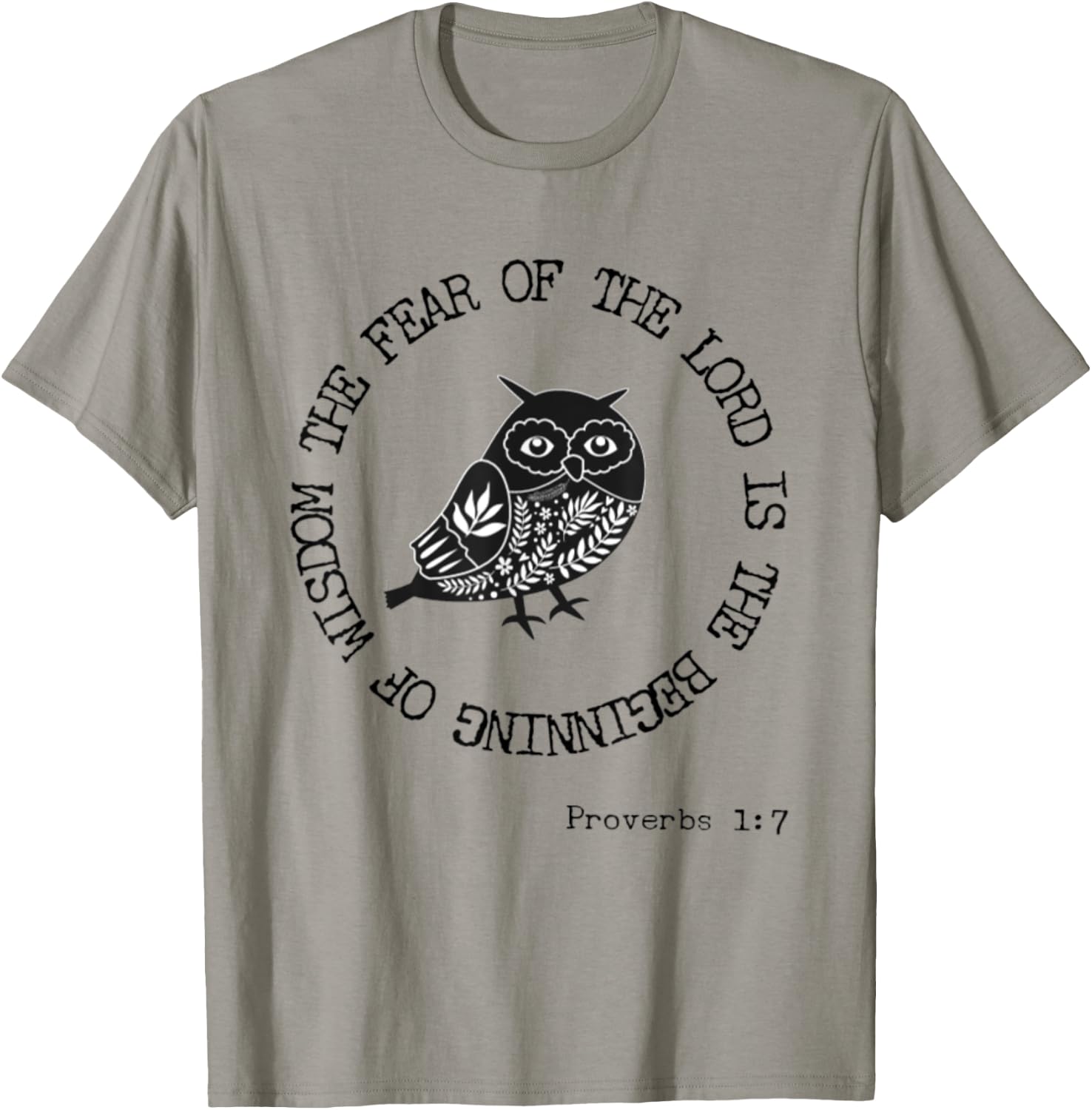 Proverbs 1:7 Fear Of The Lord Wisdom Bible Verse Owl Lover T-Shirt - T-Shirt | Sand