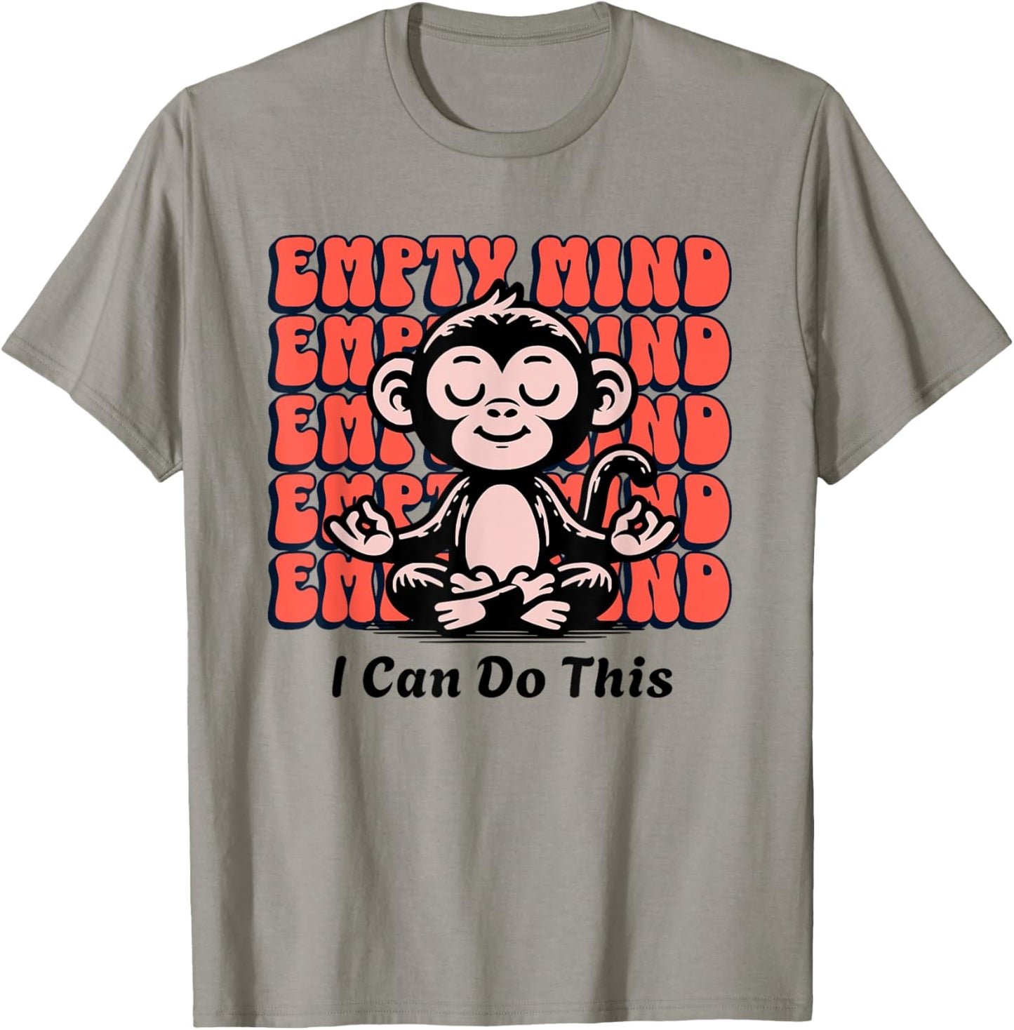 Meditating Monkey Encouragement, Beginner Yoga Mediate Chimp T-Shirt - T-Shirt | Sand