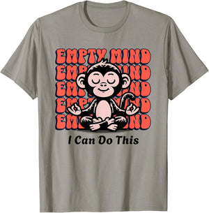 Meditating Monkey Encouragement, Beginner Yoga Mediate Chimp T-Shirt - T-Shirt | Sand