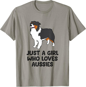 Australian Shepherd Girl Just a Girl Who Loves Aussie Dogs T-Shirt - T-Shirt | Sand