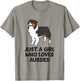 Australian Shepherd Girl Just a Girl Who Loves Aussie Dogs T-Shirt - T-Shirt | Sand