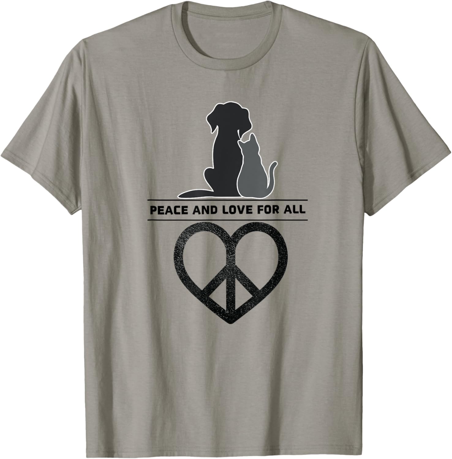 Peace and Love for All World Pet Dog Cat Love Peace Sign Men Women Girls Kids T-Shirt - T-Shirt | Sand