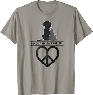 Peace and Love for All World Pet Dog Cat Love Peace Sign Men Women Girls Kids T-Shirt - T-Shirt | Sand