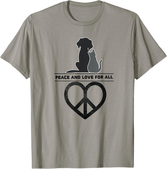 Peace and Love for All World Pet Dog Cat Love Peace Sign Men Women Girls Kids T-Shirt - T-Shirt | Sand