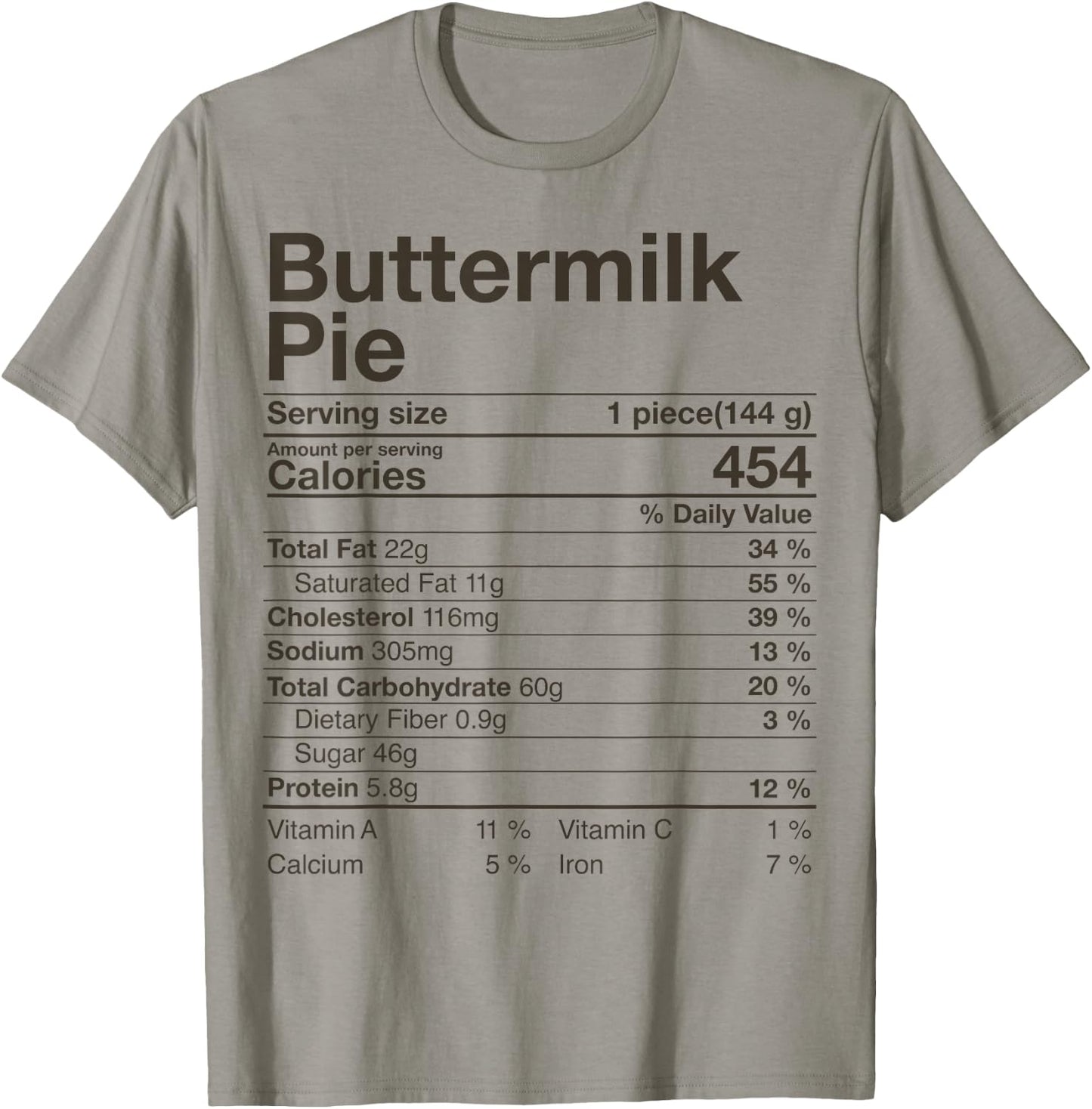 Buttermilk Pie Nutrition Facts Costume Thanksgiving Gift T-Shirt - T-Shirt | Sand