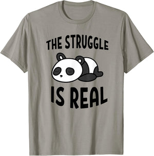 Lazy Panda The Struggle Is Real Cute Panda T-Shirt - T-Shirt | Sand