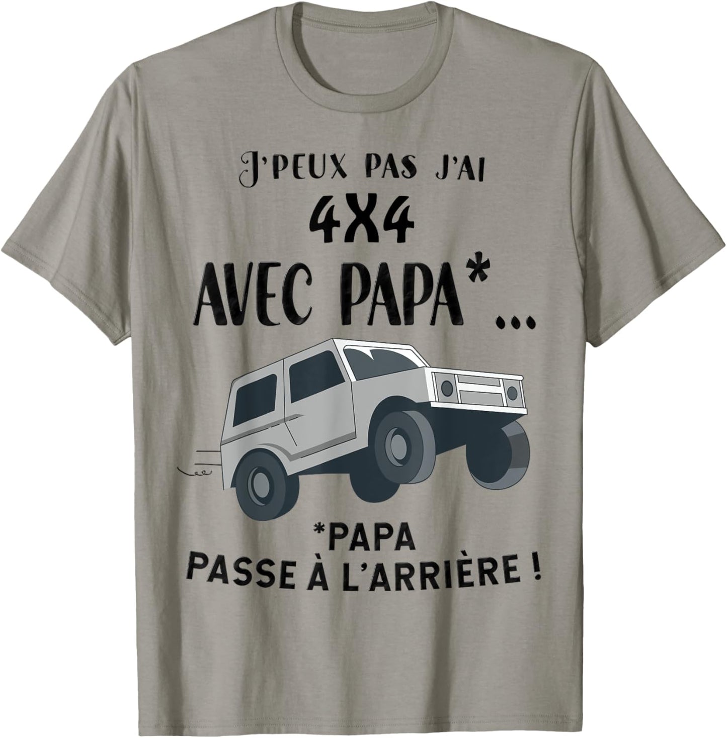 Child Car 4x4 With Dad Funny Adventure Son Or Daughter , white, S T-Shirt - T-Shirt | Sand