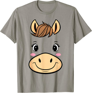 Horse Costume Cute Rubber Horse Face Halloween Men Women Kid T-Shirt - T-Shirt | Sand
