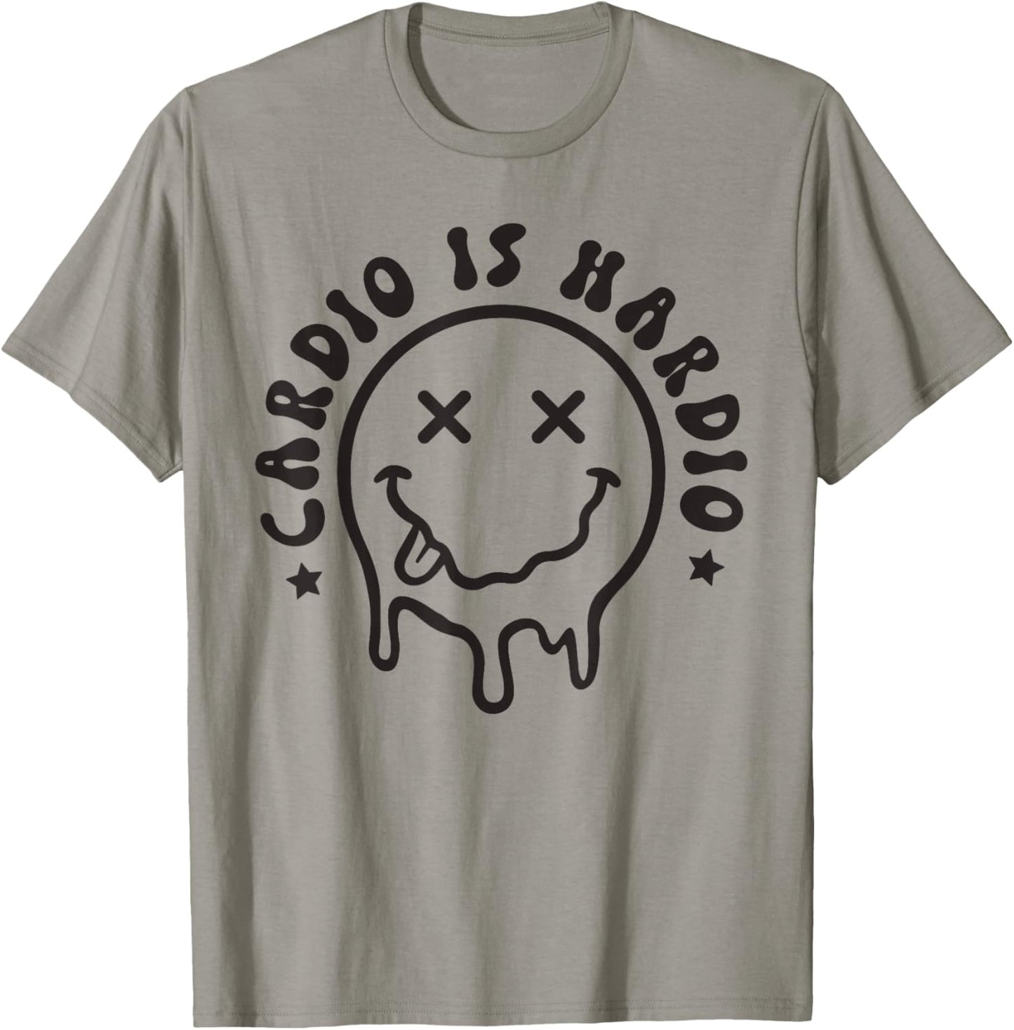 Cardio Is Hardio Cute Melting Smile Face Funny Workout Gym T-Shirt - T-Shirt | Sand