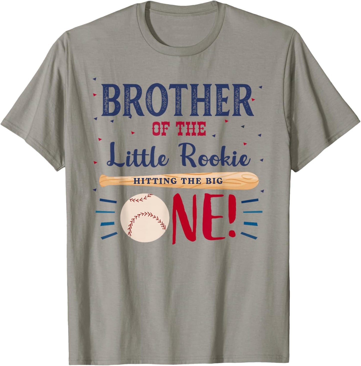 Brother First Birthday Little Rookie Baseball The Big One T-Shirt - T-Shirt | Sand