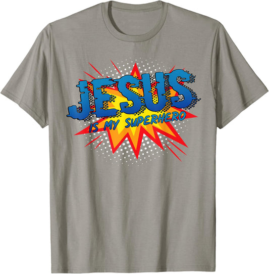 Jesus Is My Superhero Cute Powerful Christian Gift Comic T-Shirt - T-Shirt | Sand