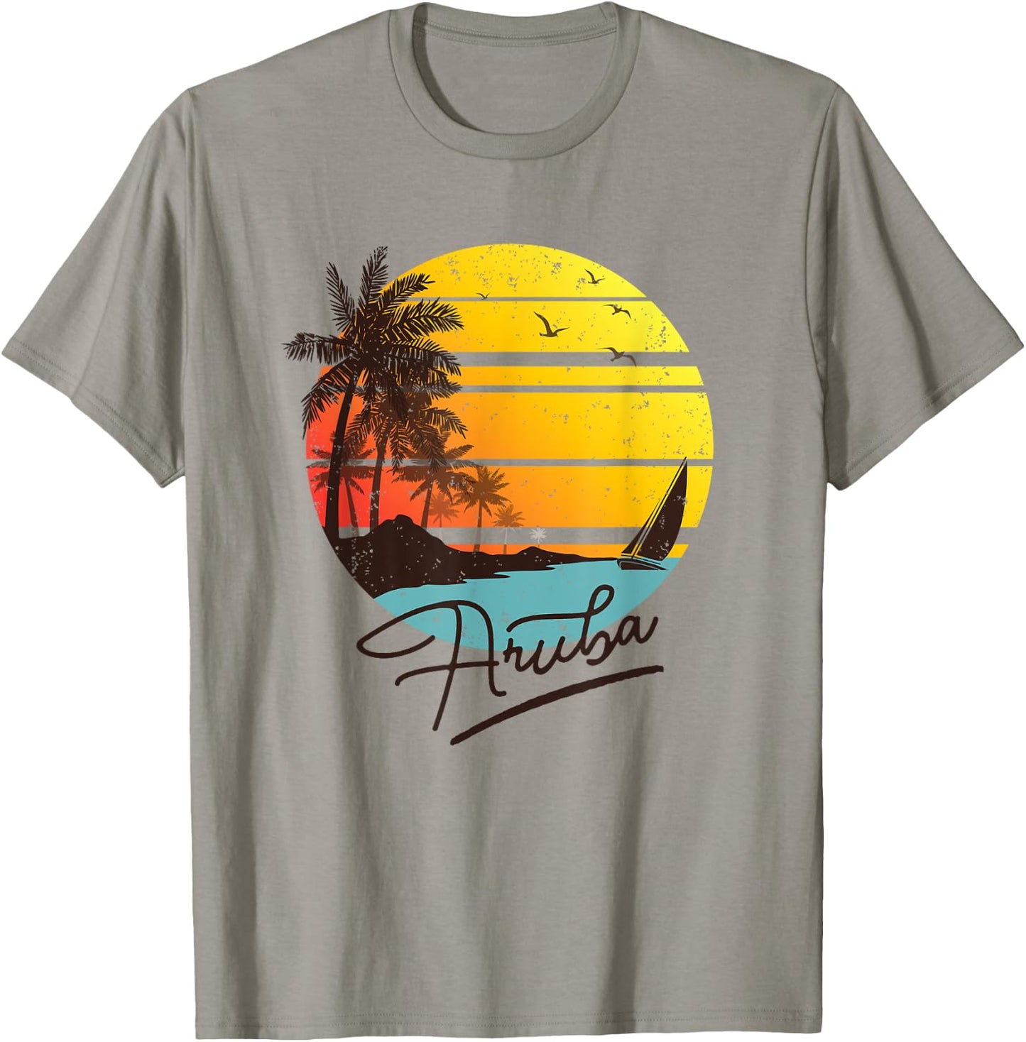 Aruba Retro Summer Tropical Beach T-Shirt - T-Shirt | Sand