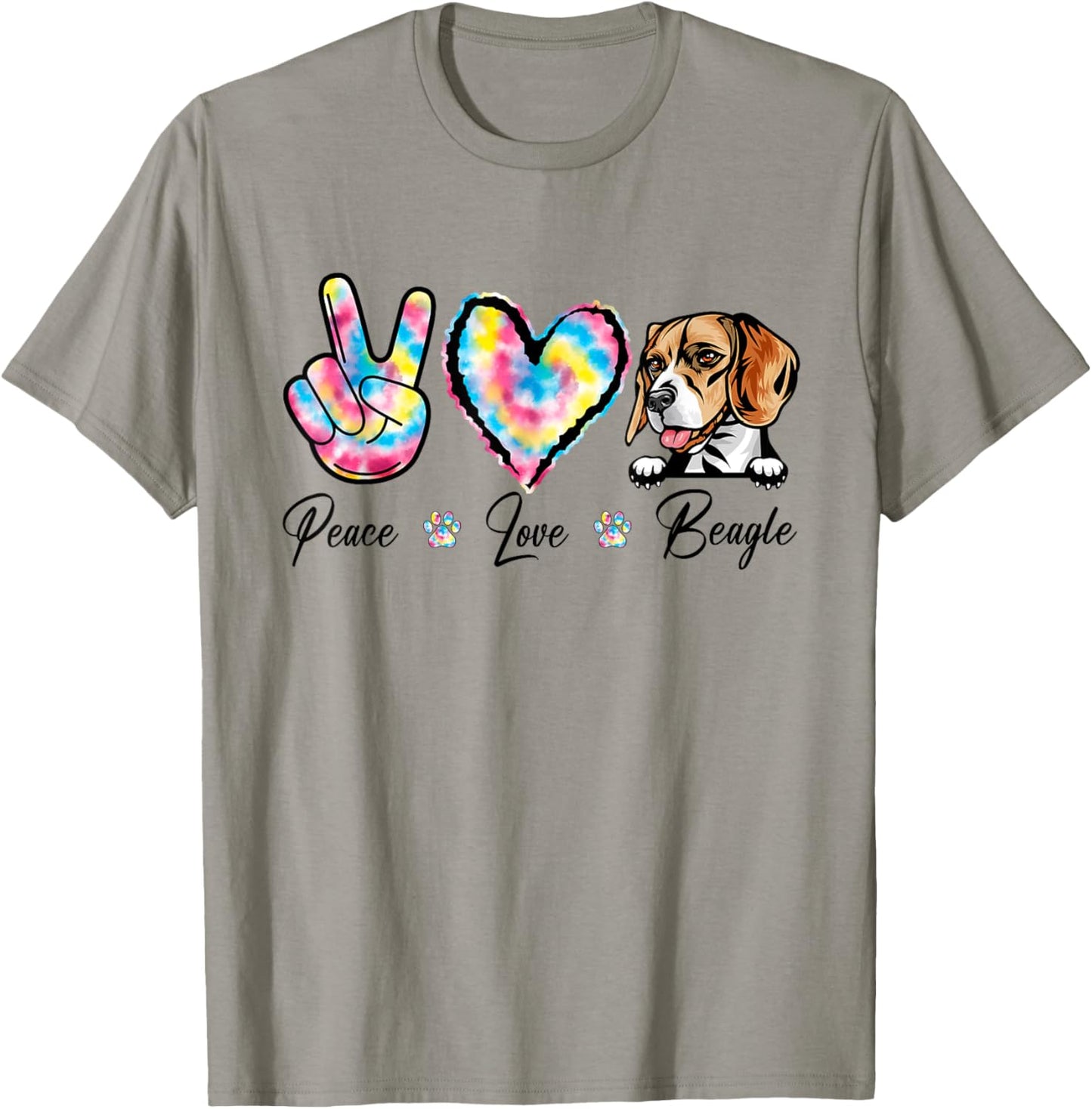 Tie Dye Peace Love Beagle Dog Puppy Paw Lover Men Women Kids T-Shirt - T-Shirt | Sand