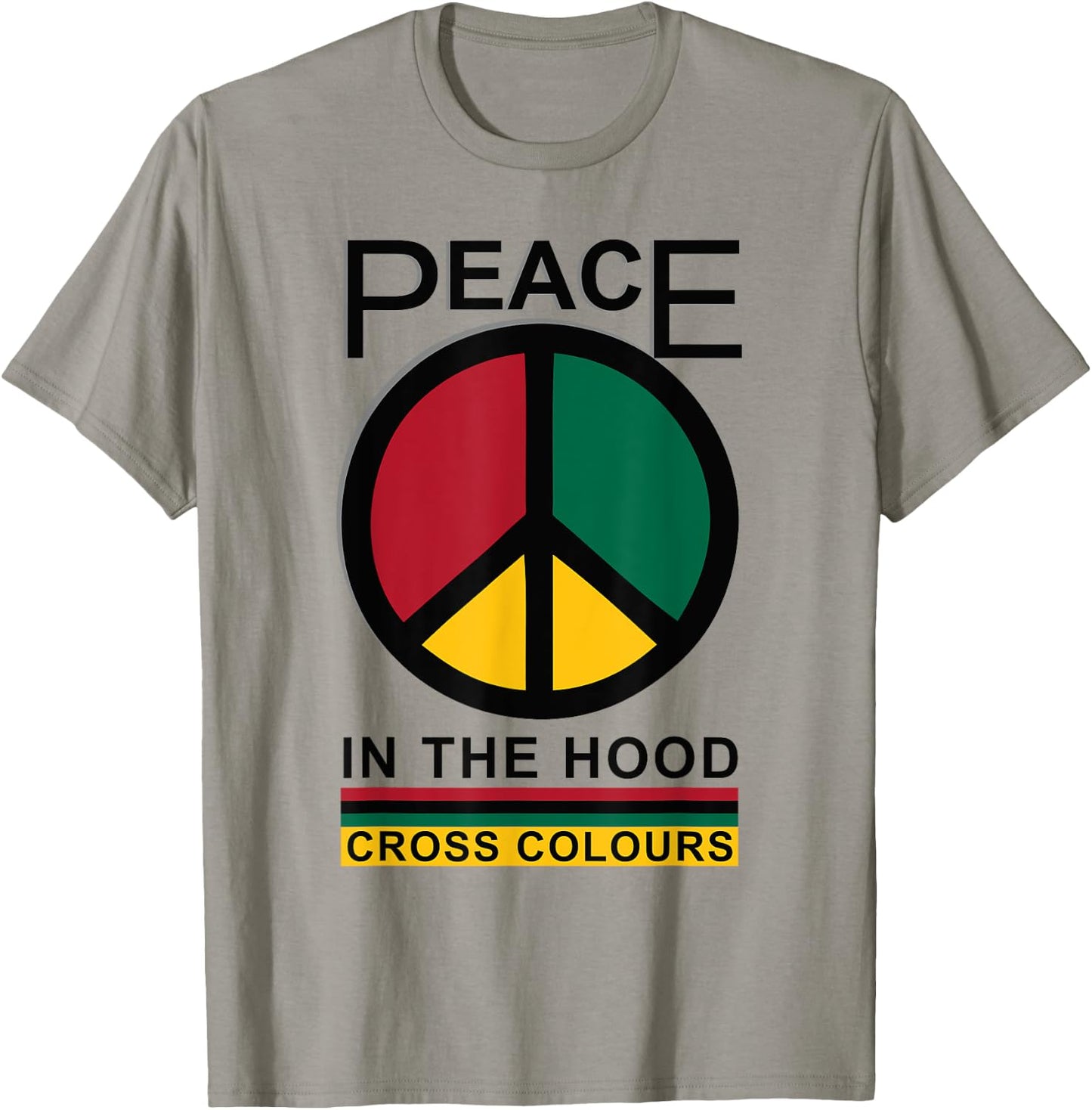 Retro Graphic 1990's Urban Vintage | Peace In The Hood T-Shirt - T-Shirt | Sand