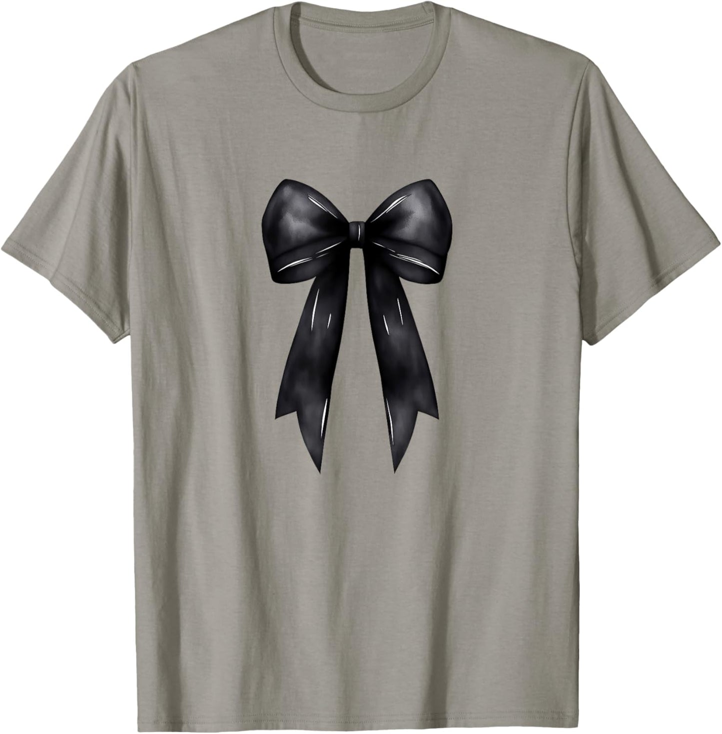 Aesthetic Black Bow Ribbon Watercolor T-Shirt - T-Shirt | Sand