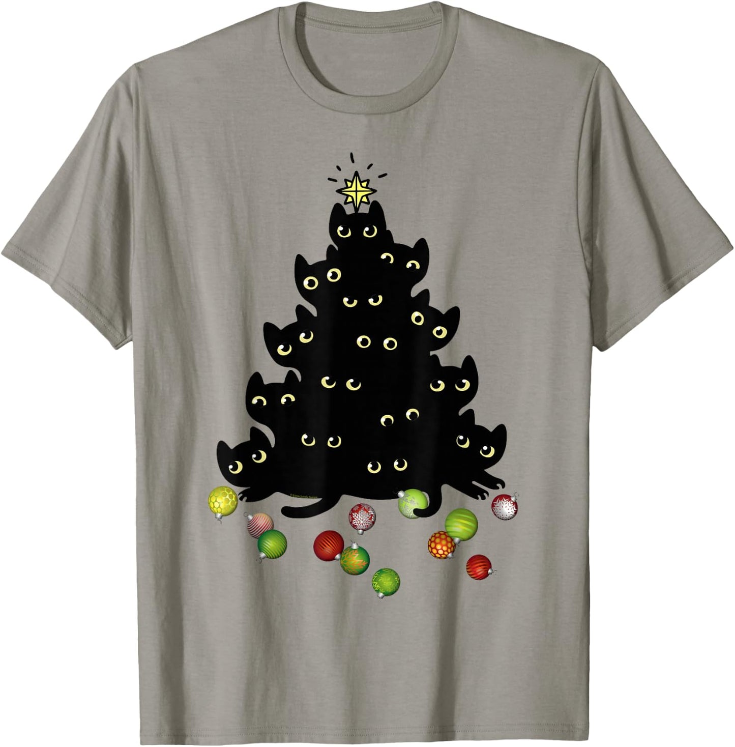 Cat Lovers Cute and Funny Holiday Tree Christmas T-Shirt - T-Shirt | Sand