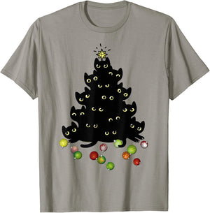 Cat Lovers Cute and Funny Holiday Tree Christmas T-Shirt - T-Shirt | Sand