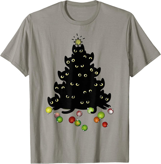 Cat Lovers Cute and Funny Holiday Tree Christmas T-Shirt - T-Shirt | Sand