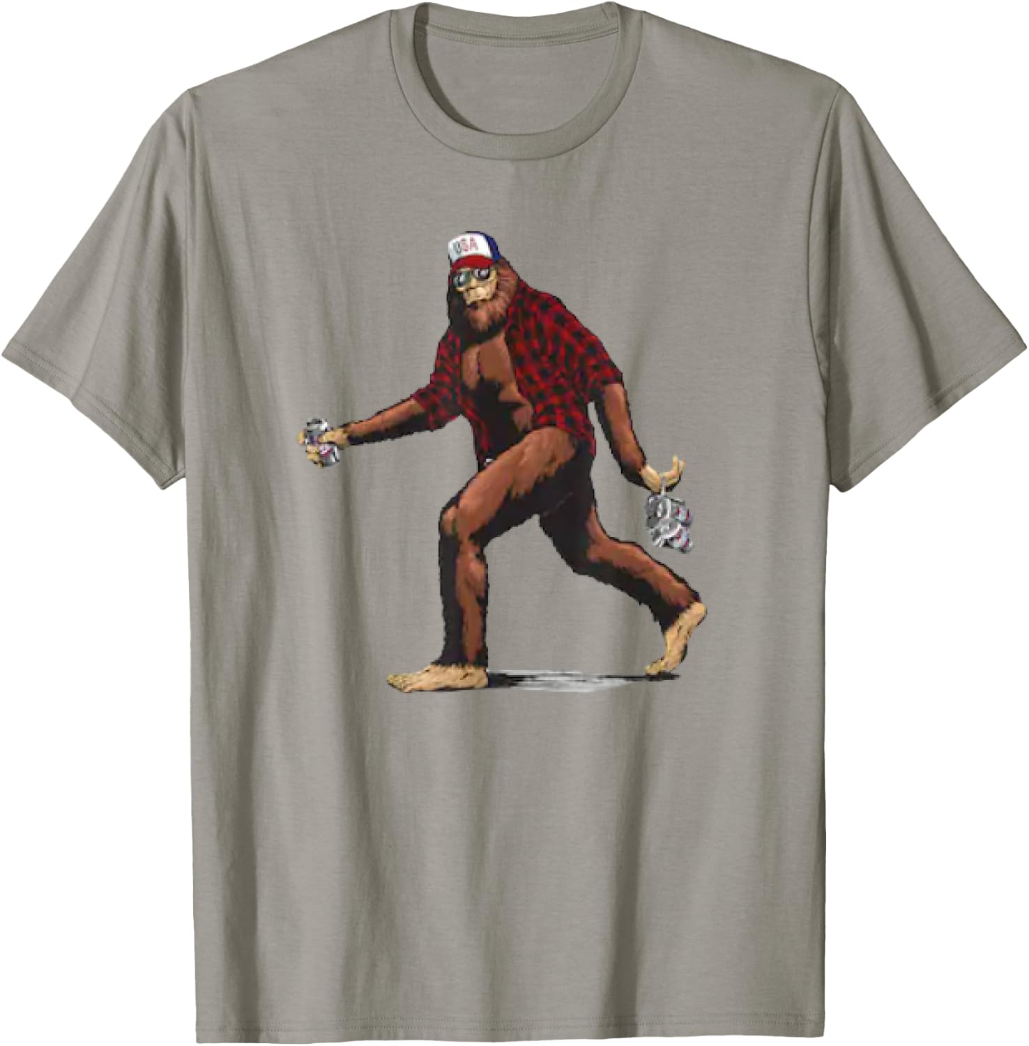 Beer Drinking Big Foot Graphic T-Shirt - T-Shirt | Sand