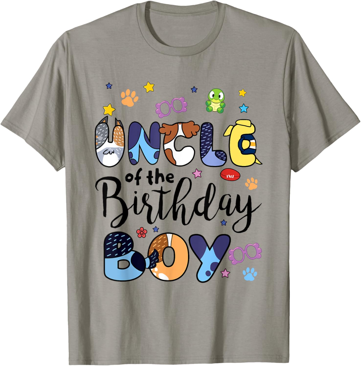 Blue Heeler Dog Uncle Of Birthday Boy Paw Family Matching T-Shirt - T-Shirt | Sand