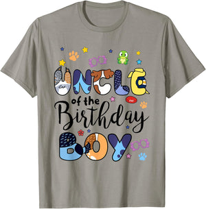 Blue Heeler Dog Uncle Of Birthday Boy Paw Family Matching T-Shirt - T-Shirt | Sand