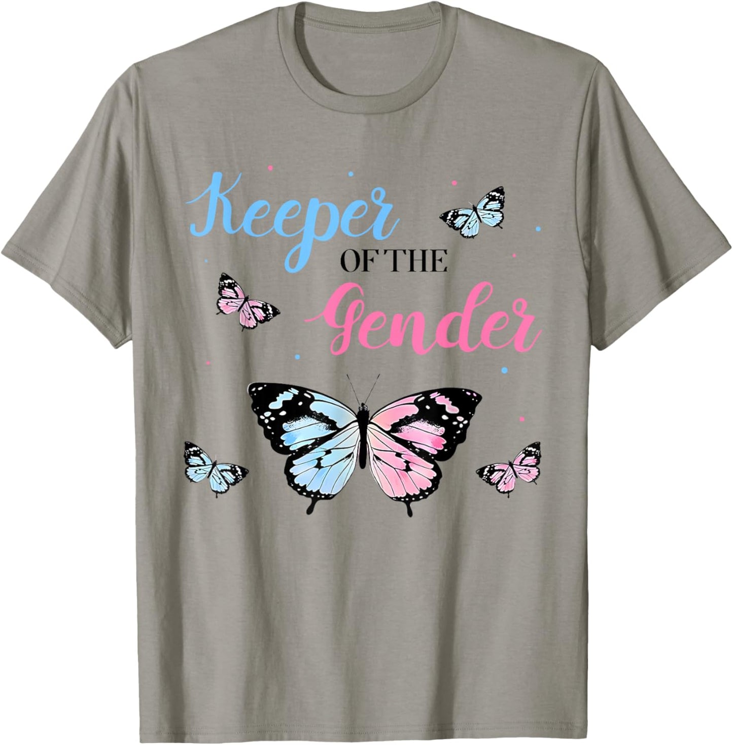 Gender Reveal Party Keeper Of The Gender Butterfly Family T-Shirt - T-Shirt | Sand