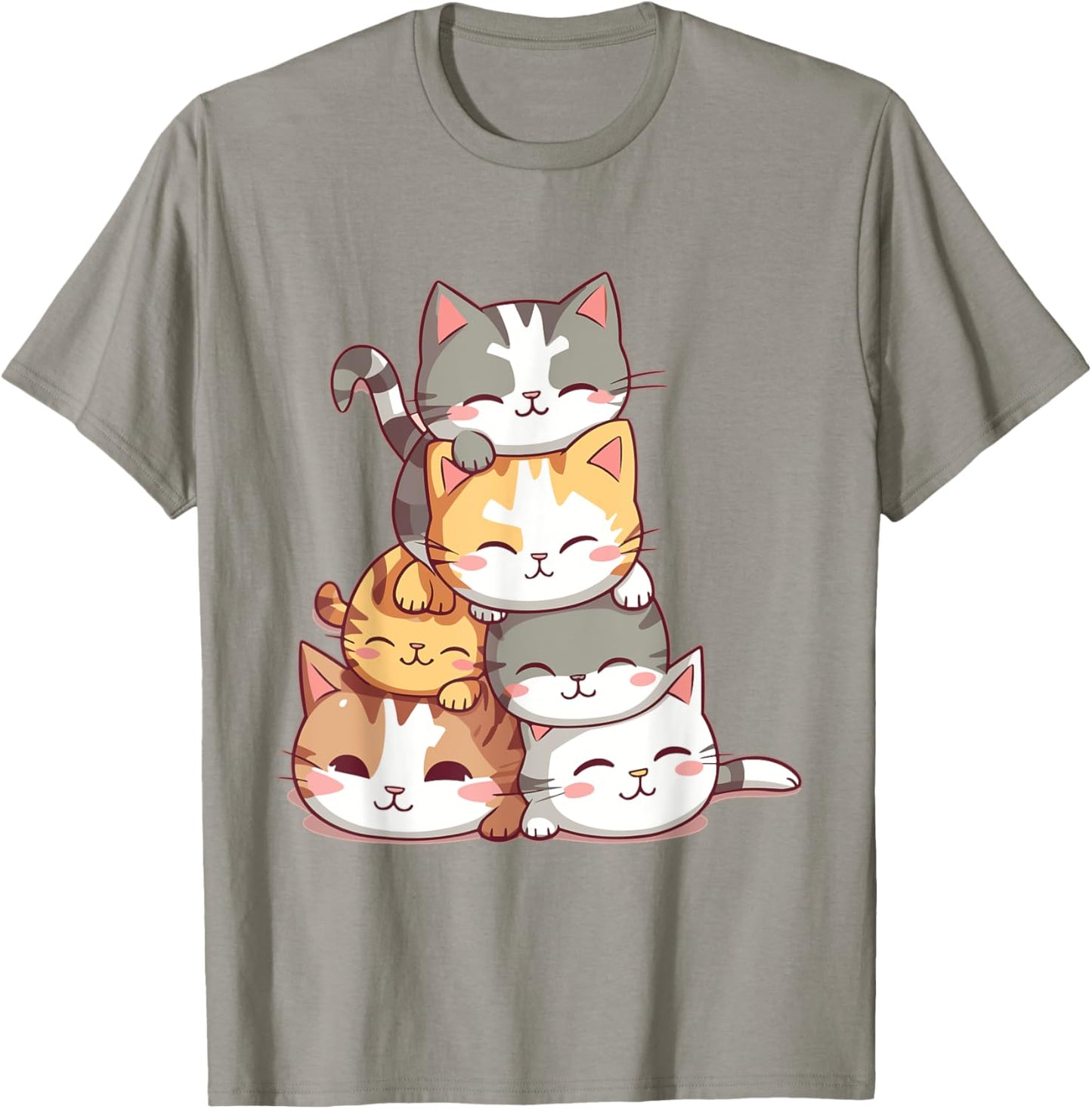 Cat Cute Kitty Pile Cats Anime Kawaii Neko Women Girls T-Shirt - T-Shirt | Sand