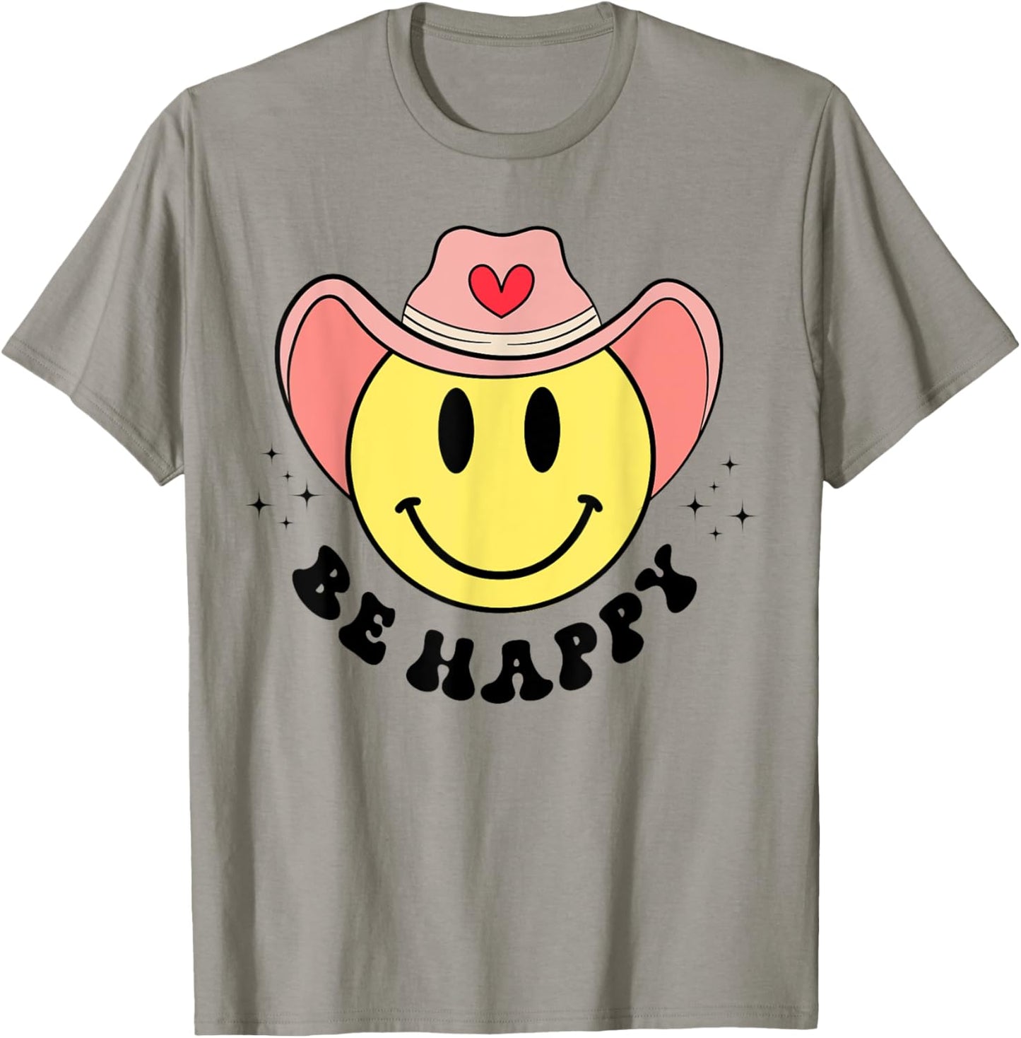 Be Happy Cute Retro Cowboy Smile Face For Boys Girls Women T-Shirt - T-Shirt | Sand