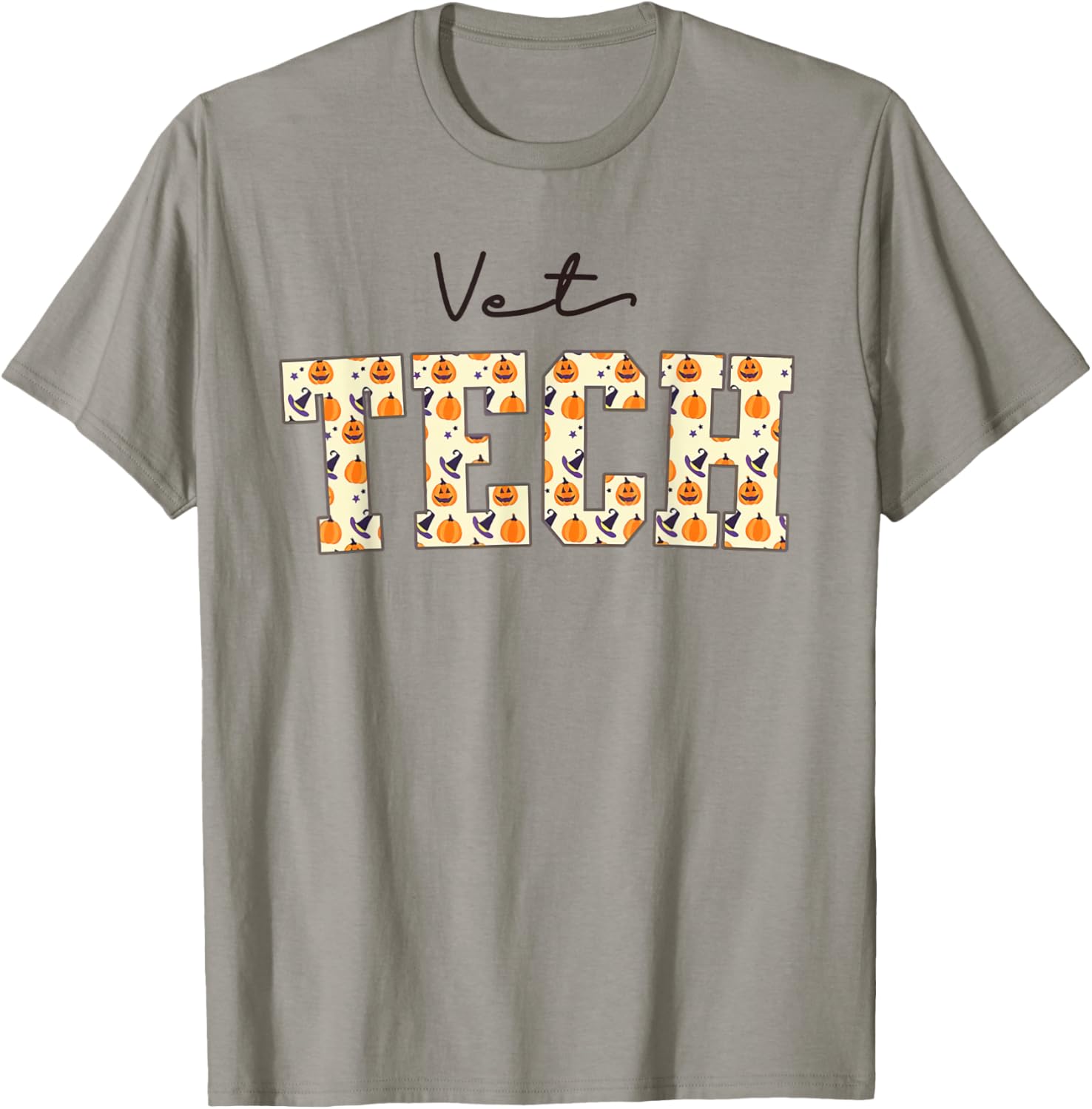 Vet Tech Halloween Fall Pumpkin Spooky Veterinary Technician T-Shirt - T-Shirt | Sand