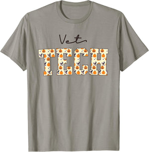 Vet Tech Halloween Fall Pumpkin Spooky Veterinary Technician T-Shirt - T-Shirt | Sand