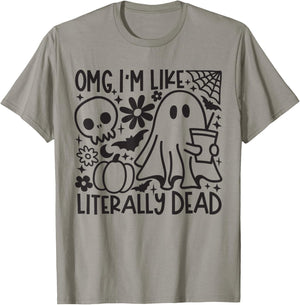 Omg I'M Like Literally Dead Coffee Halloween Ghost Coffee T-Shirt - T-Shirt | Sand