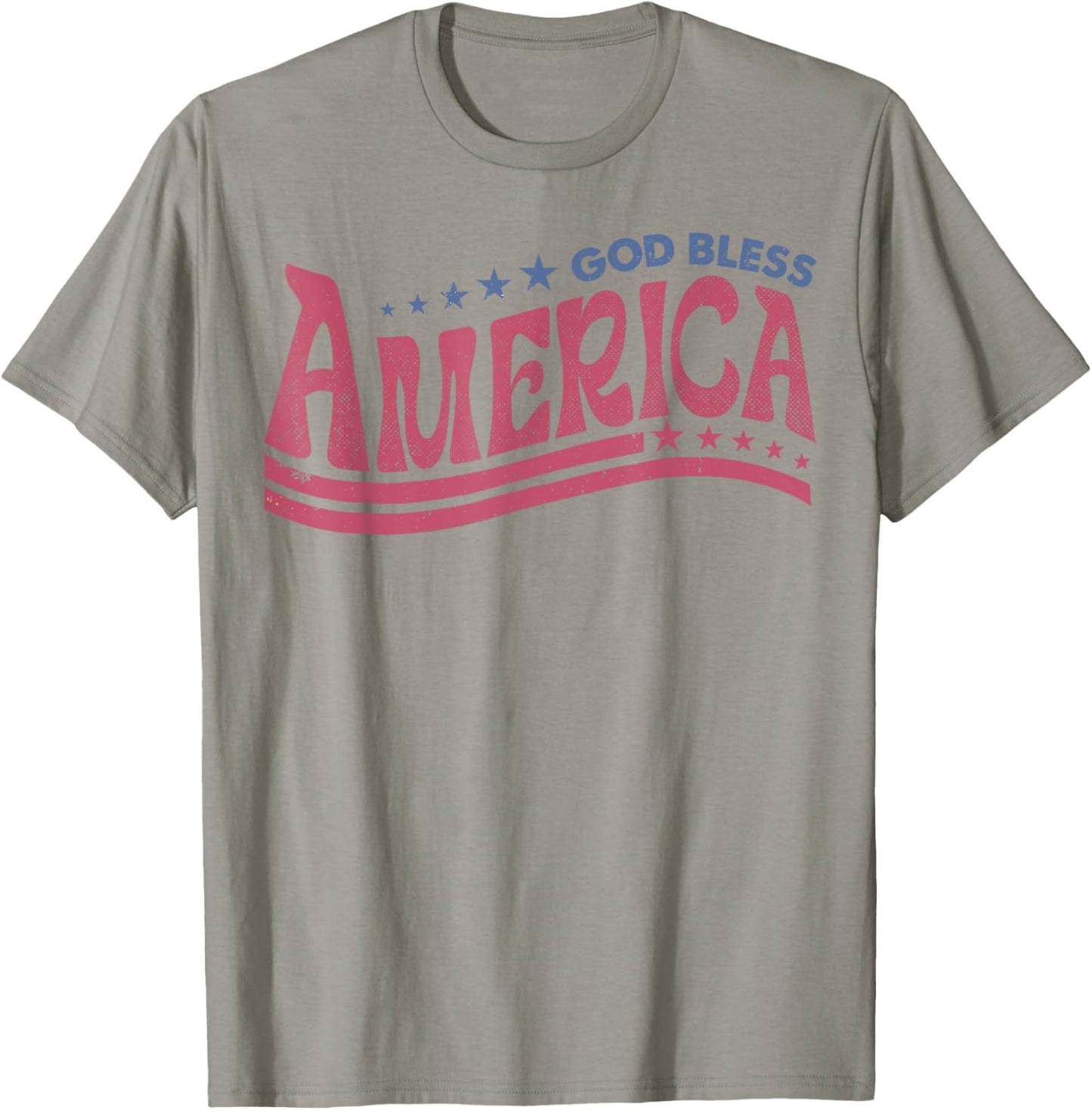 Retro 4th Of July God Bless America Patriotic Christian Girls Kids Men T-Shirt - T-Shirt | Sand