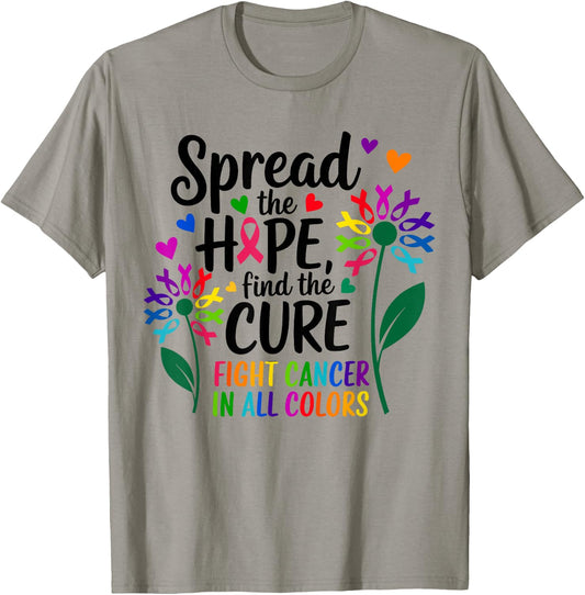 Fight cancer in all and every color ribbons flower heart T-Shirt - T-Shirt | Sand