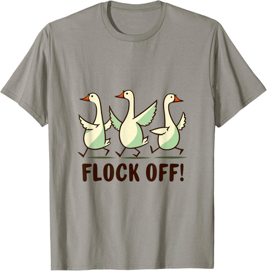 Flock off | funny | duck-meme | bird | flight | fly T-Shirt - T-Shirt | Sand