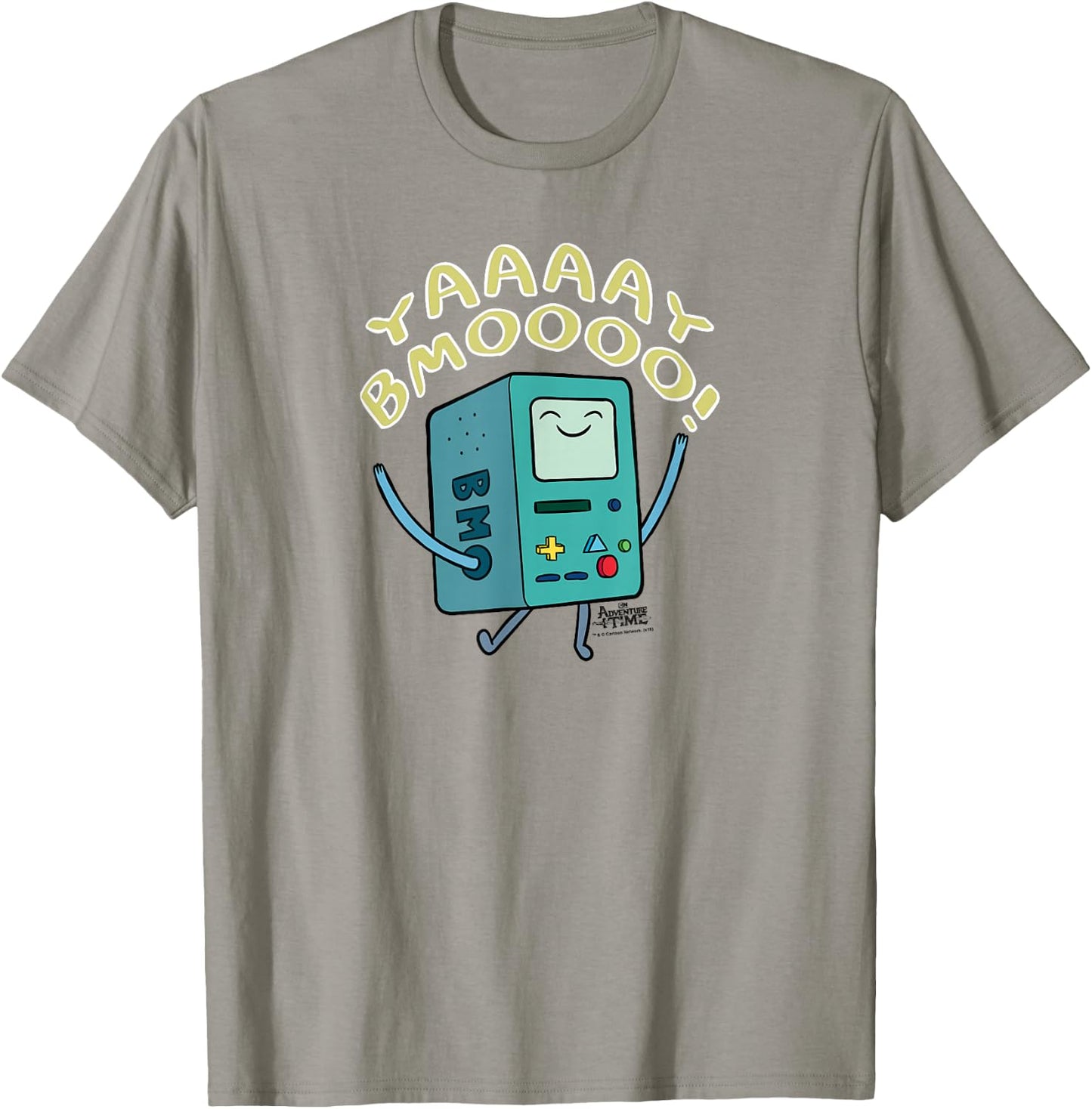Cartoon Network Adventure Time Yay BMO -Adults , White, Small, Short Sleeve, Classic Fit T-Shirt - T-Shirt | Sand