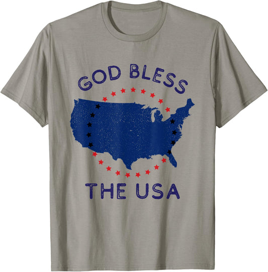 God Bless the USA Patriotic Christian American July 4th Day Kids Men T-Shirt - T-Shirt | Sand